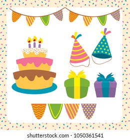 Birthday vector set clipart stickers