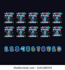 Birthday vector T-shirt design bundle with a number