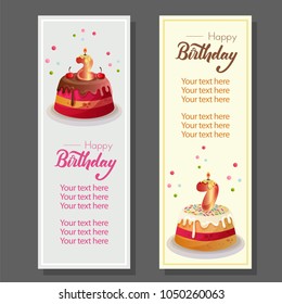 birthday vertical banner with birthday cake