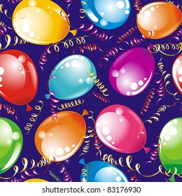 Birthday wallpaper. Party seamless background with multicolored balloons