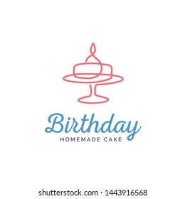 Birthday And Wedding Cake Line Art Logo Design