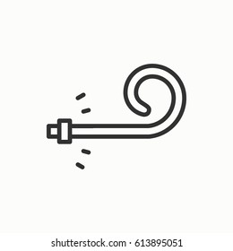 Birthday whistle icon. Party blower noise maker. Celebration happy birthday holidays event carnival festive. Thin line party basic element icon. Vector linear design. Illustration. Symbols, sign.