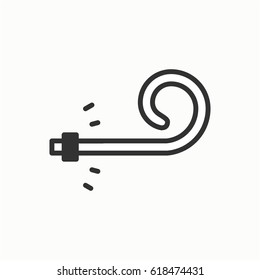 Birthday whistle icon. Party blower noise maker. Celebration happy birthday holidays event carnival festive. Thin line party element icon. Vector simple linear design. Illustration. Symbols, sign