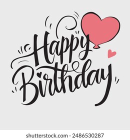 birthday wish, typography , hand drawn , art