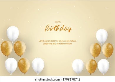 Birthday wishes with balloon and confetti elements