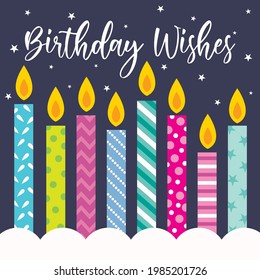 birthday wishes greeting card design on blue color background