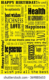 Birthday wishes, yellow background