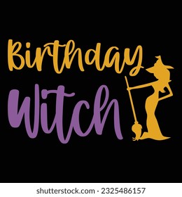 Birthday witch shirt print template