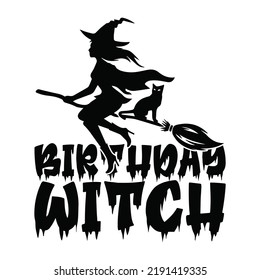 birthday witch typography t shirt design