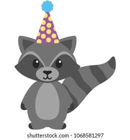 Birthday Woodland Raccoon Illustration