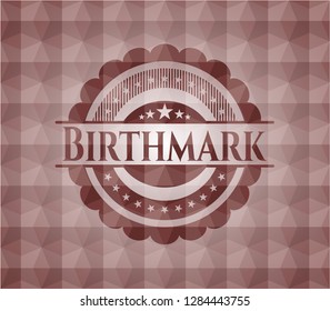Birthmark red emblem with geometric background. Seamless.