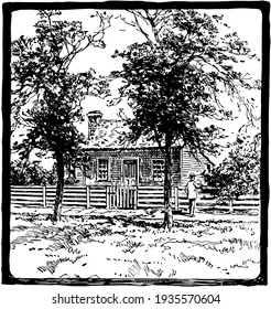 Birthplace of General Ulysses S. Grant vintage illustration. 