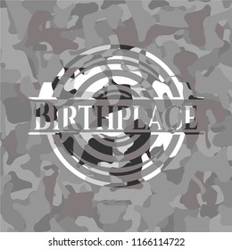 Birthplace on grey camo pattern