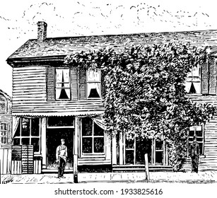 Birthplace of William McKinley vintage illustration. 