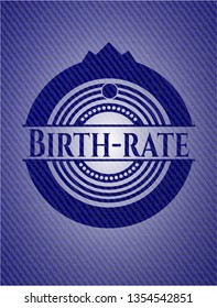 Birth-rate badge with denim background