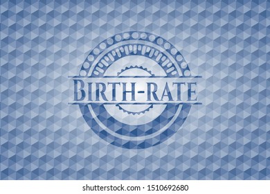 Birth-rate blue emblem with geometric pattern. Vector Illustration. Detailed.