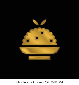 Biryani Gold Plated Metalic Icon Or Logo Vector