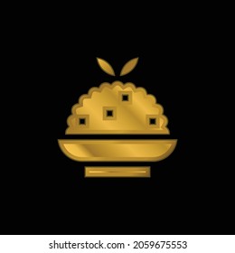 Biryani Gold Plated Metalic Icon Or Logo Vector