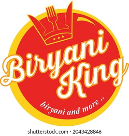 Biryani King Logo In Red And Yellow Color. Indian And Pakistani Restaurant Logo