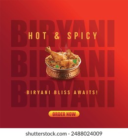 Vector de Plantilla de diseño de póster de publicidad de restaurante Biryani