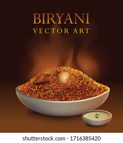 Biryani Rice / Authentic Indian Dish Illustration Vector Art