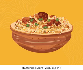 Ilustración del menú Alimentos de Biryani Rice arroz comida biryani