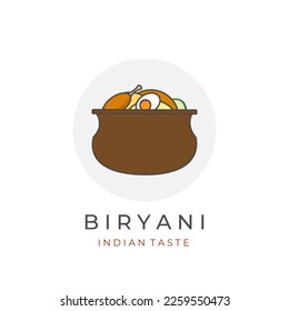 Biryani Rice Indian Food Vector Illustration Logo