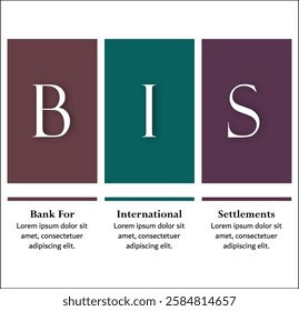 BIS - Bank For International Settlements acronym. Infographic template with icons and description placeholder