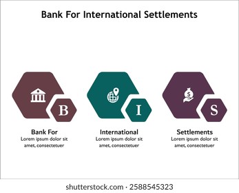 BIS - Bank For International Settlements acronym. Infographic template with icons and description placeholder
