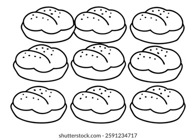 Bis Buns Line Art Culinary Artwork