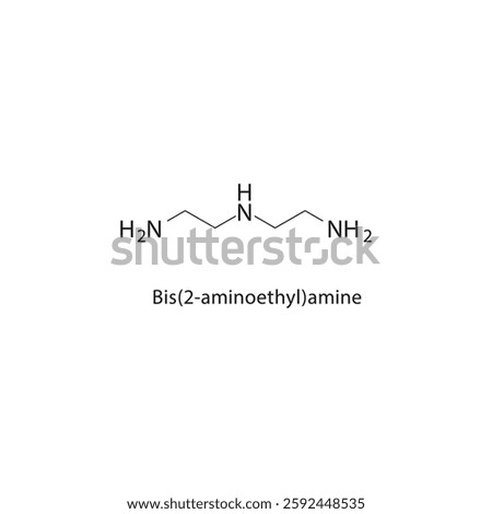 Bis(2-aminoethyl)amine skeletal structure.Polyamine compound schematic illustration. Simple diagram, chemical formula.