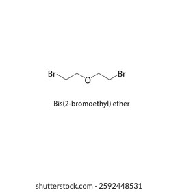 Bis(2-bromoethyl) ether skeletal structure.Alkyl Halide compound schematic illustration. Simple diagram, chemical formula.