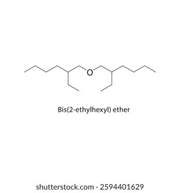 Bis(2-ethylhexyl) ether skeletal structure .Organophosphate compound schematic illustration. Simple diagram, chemical formula.