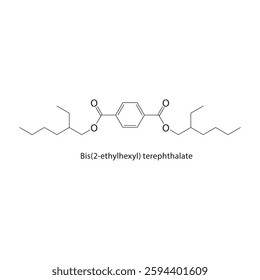 Bis(2-ethylhexyl) terephthalate skeletal structure .Sulfone compound schematic illustration. Simple diagram, chemical formula.