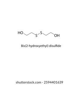 Bis(2-hydroxyethyl) disulfide skeletal structure .Amide compound schematic illustration. Simple diagram, chemical formula.
