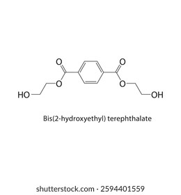 Bis(2-hydroxyethyl) terephthalate skeletal structure .Organosulfur compound schematic illustration. Simple diagram, chemical formula.