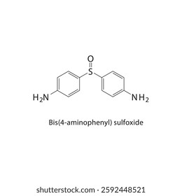 Bis(4-aminophenyl) sulfoxide skeletal structure.Sulfoxide compound schematic illustration. Simple diagram, chemical formula.