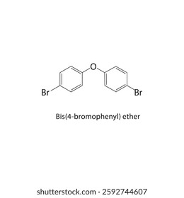 Bis(4-bromophenyl) ether skeletal structure.Halogenated Ether compound schematic illustration. Simple diagram, chemical formula.