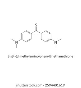Bis[4-(dimethylamino)phenyl]- methanethione skeletal structure .Thioketone compound schematic illustration. Simple diagram, chemical formula.