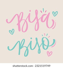 Bisa and Biso. great grandfather and great grandmother in brazilian portuguese. Modern hand Lettering. vector.