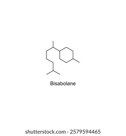 Bisabolane skeletal structure.Sesquiterpene compound schematic illustration. Simple diagram, chemical structure.