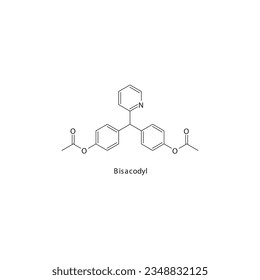 Bisacodyl flache skelettale Molekularstruktur Laxative Medizin zur Obstipationsbehandlung. Vektorgrafik.