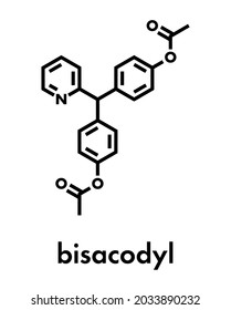 Bisacodyl laxative drug molecule. Skeletal formula.