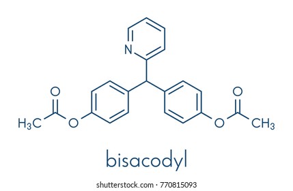 Bisacodyl laxative drug molecule. Skeletal formula.