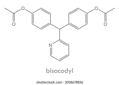 Estructura bisacodílica. Una molécula de fármaco laxante. Se utiliza para tratar el estreñimiento. Fórmula química.