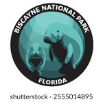 Biscayne NATIONAL PARK Florida Vector Logo Manatee