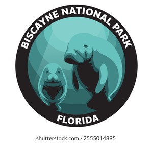 Biscayne NATIONAL PARK Florida Vector Logo Manatee