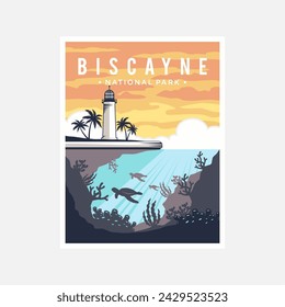 Biscayne National Park poster vector illustration design