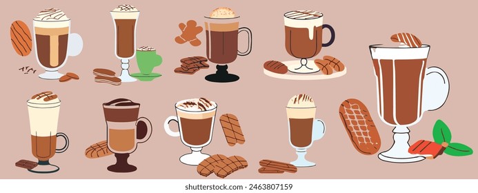 Biscoff Chocolate Drink Vector Illustration Set (2)