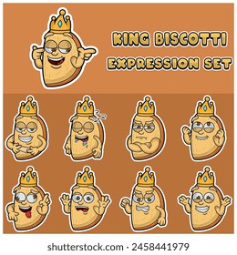 Biscotti Expression set. Mascot cartoon character for flavor, strain, label and packaging product. Vector Illustration